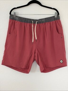 Vuori Men's XL Brick Red Lined Performance Shorts 7" Inseam Drawstring